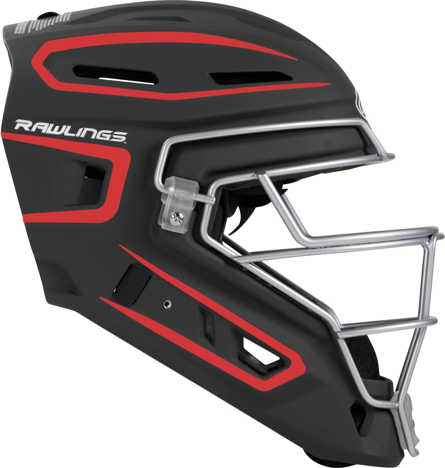 Rawlings | VELO 2.0 Catcher's Helmet | Baseball | Senior (7 1/8" - 7 1/2") | Black/Scarlet