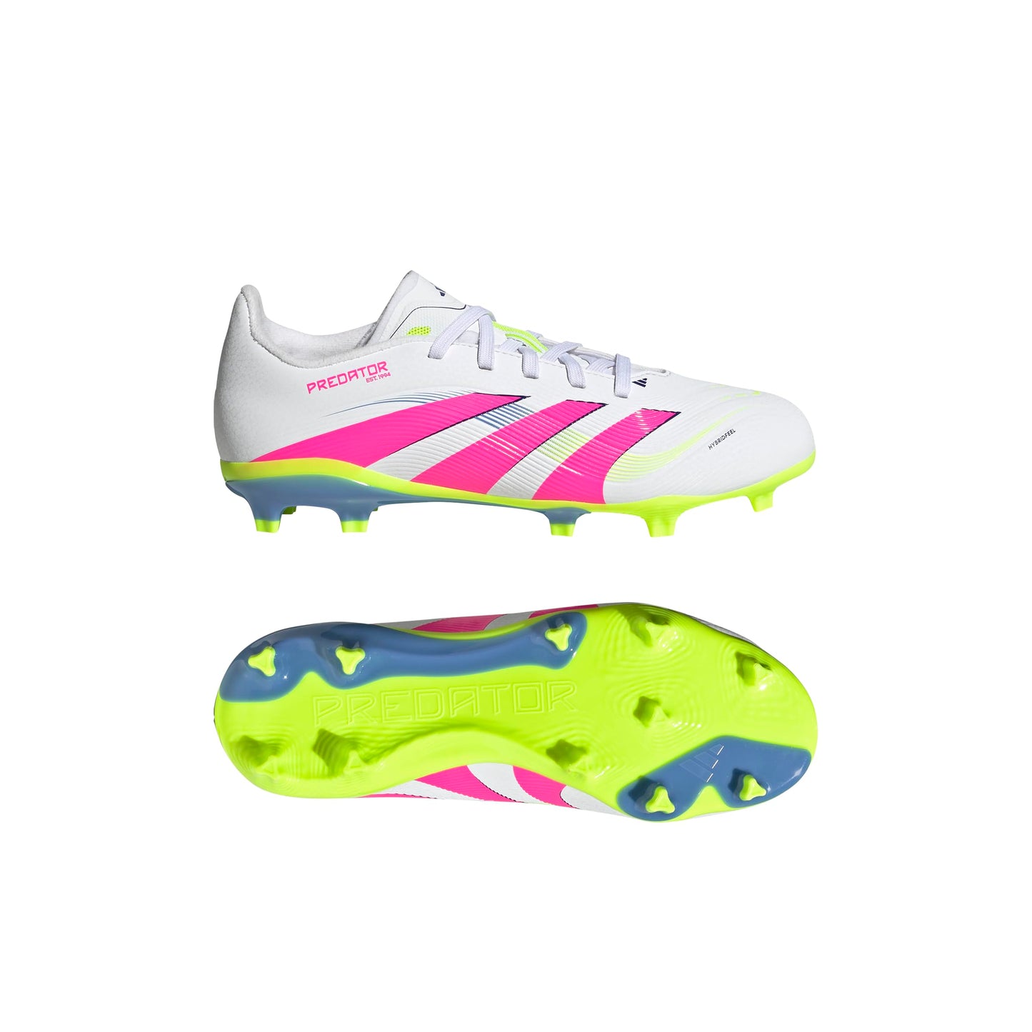 adidas League Predator Firm Multi Ground Soccer Cleats (Little Big Kid) Sneaker, White/Lucid Pink/Lucid Lemon, 13 US Unisex