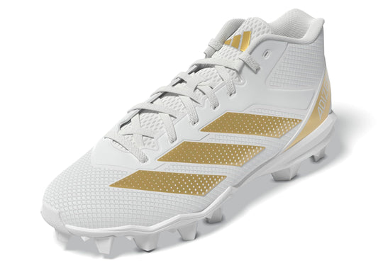 adidas Men's Adizero Impact.2 Molded American Football Sneaker, White/Gold Metallic/White, 10