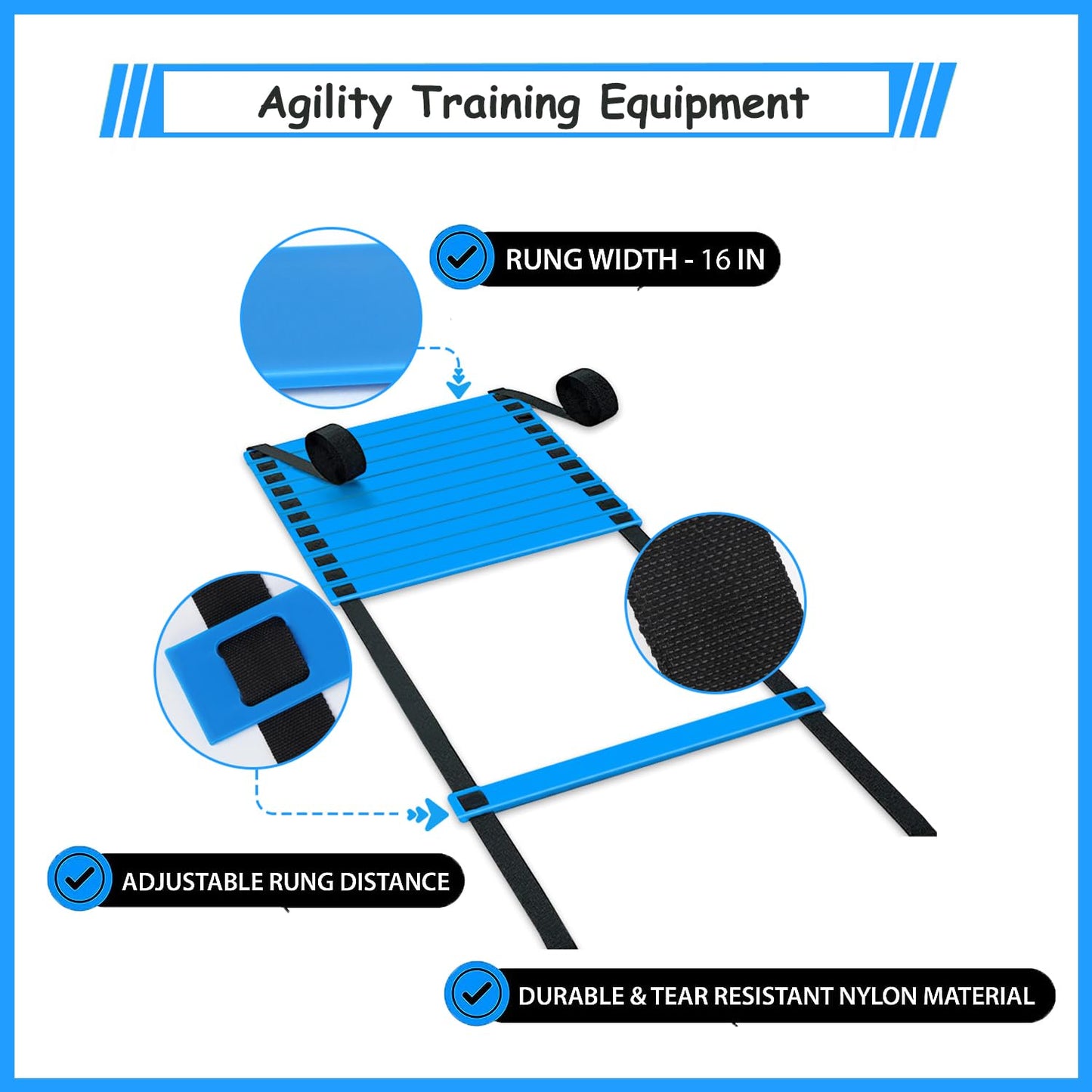 TGLITC Soccer Agility Training Equipment Set, Soccer Accessories 12 Rung 20Ft Agility Ladder, 12 Disc Cones, Solo Soccer Trainer, Jump Rope - Speed Training Equipment Gifts for boy