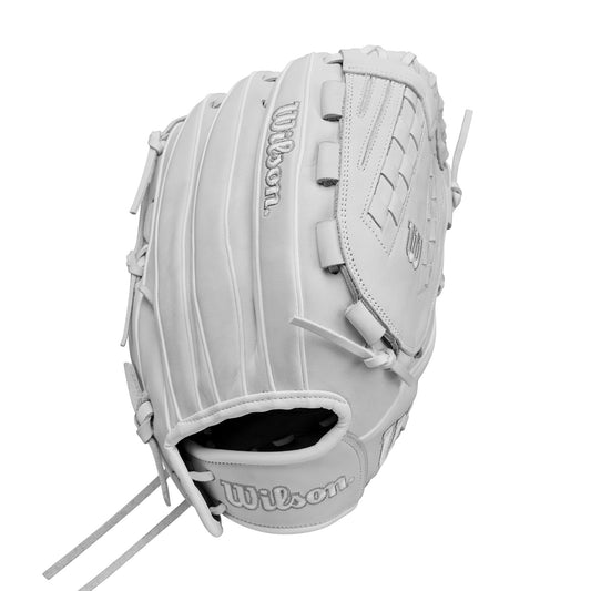 Wilson Fall 2024 A1000® V125 12.5” Outfield Fastpitch Softball Glove - White/Grey, Right Hand Throw