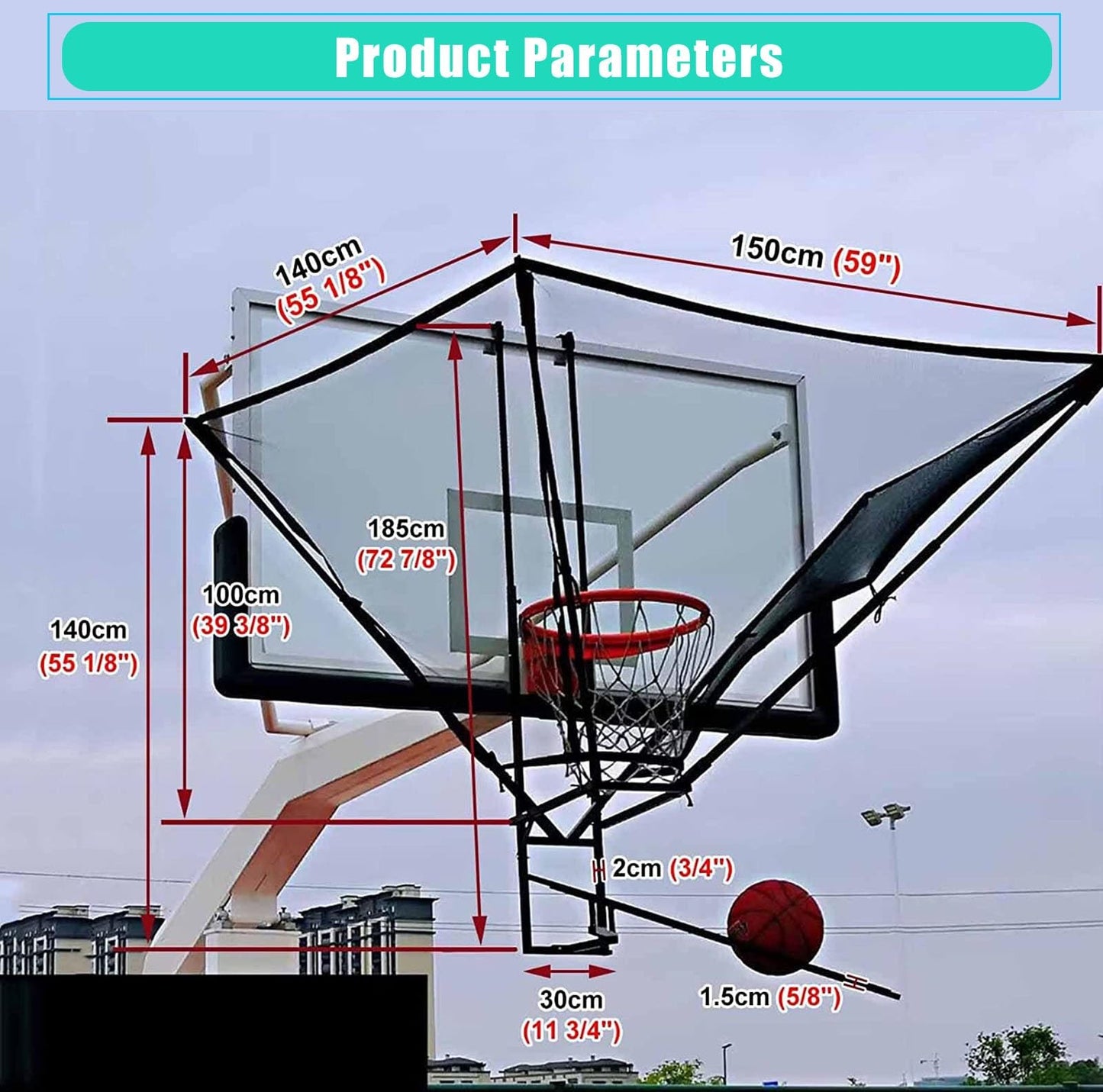 XQZMZSCP Basketball Shot Return NET Apparatus with 180° Rotating Chute, Suspended Portable Shooting Basketball Rebounder Device