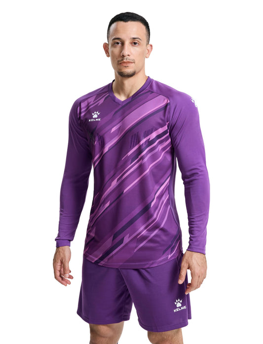 KELME Men's Soccer Goalie Jerseys,Padded Goalkeeper Kit,Goalie Shirt and Short with Socks Purple Small