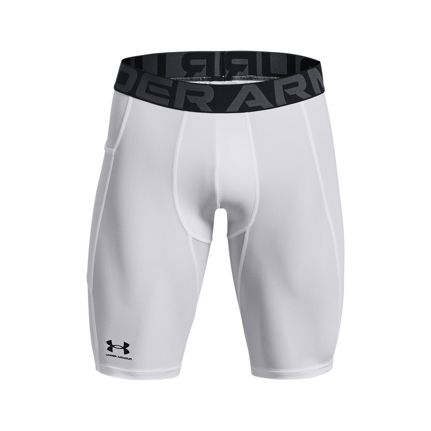 Under Armour Men's HeatGear Pocket Long Shorts , White (100)/Black, Large