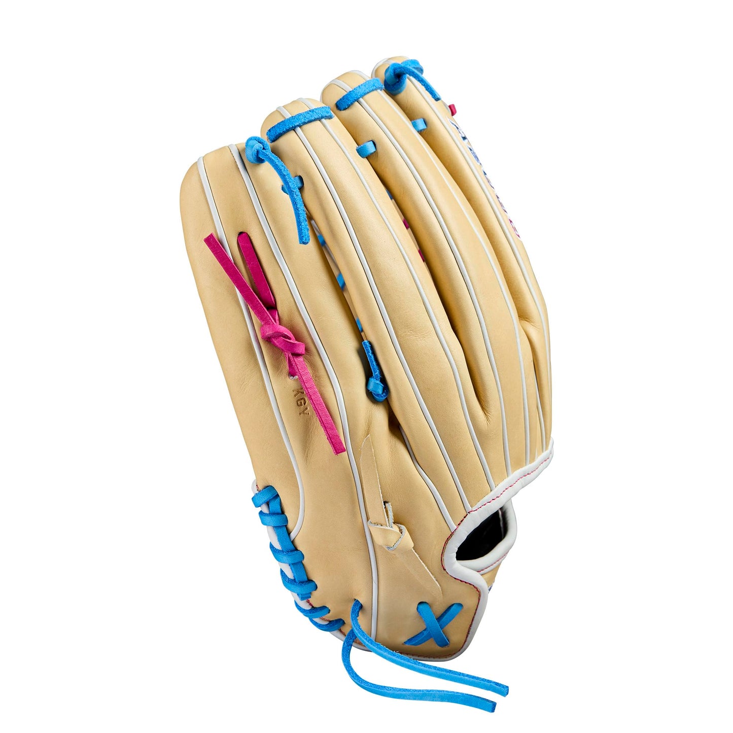 Wilson Winter 2024 A2000 T125 12.5" Outfield Fastpitch Glove - Blonde/Blue/Flamingo, Right Hand Throw