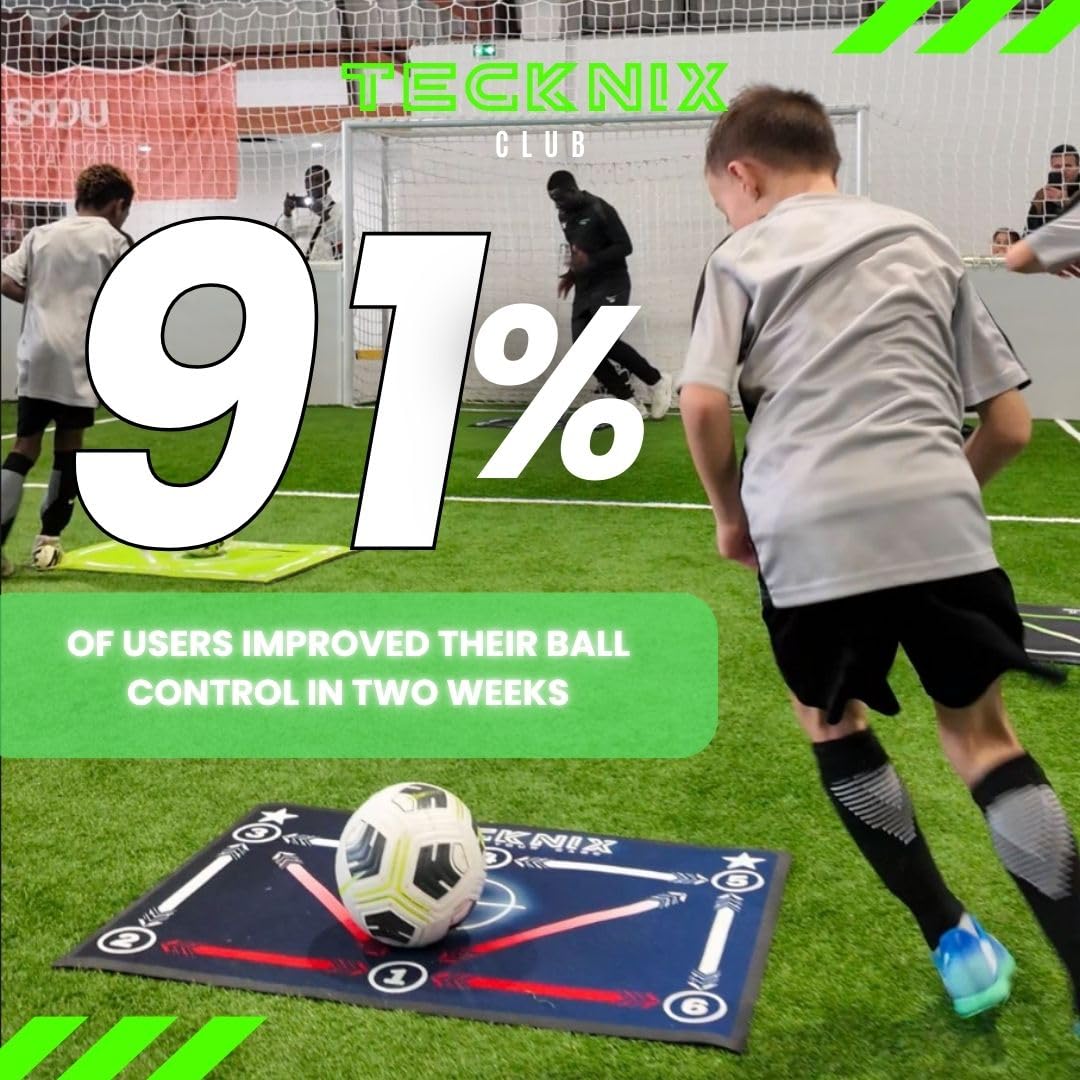 TECKNIX Soccer Training mat with app - Soccer Dribble Trainer for Kids- Soccer Skills Training Equipment - Indoor Soccer Training Game - Ideal Gift Set with Non-Slip Socks and Ball.