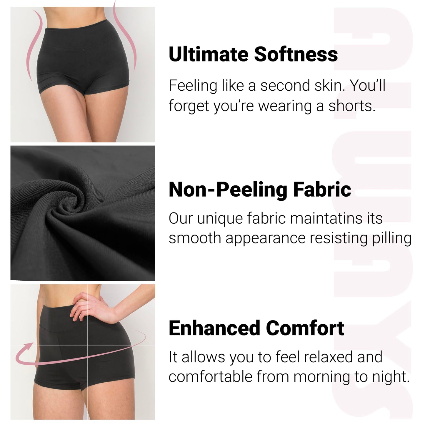 ALWAYS Women Boyshort Underwear Panties - Soft Stretch Boxer Brief Yoga Shorts 3 Pack Black Large