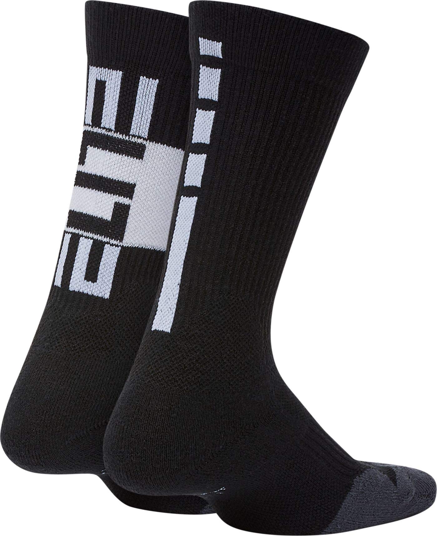 Nike Boy`s Elite Basketball Crew Socks 2 Pack (Black(RN0289-023)/White, 4-5(Kids 7C-10C))