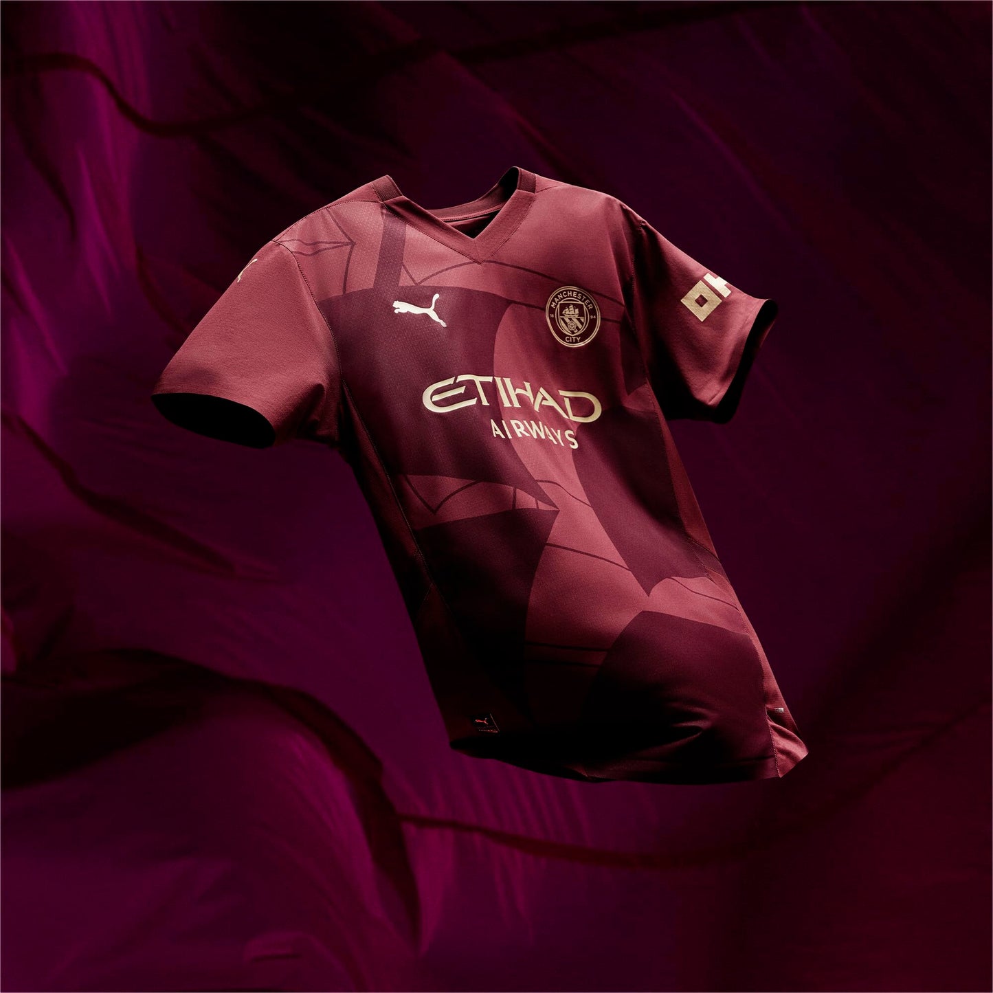 Manchester City FC Kids 2024/25 Third Soccer Jersey - Burgundy - Size: S
