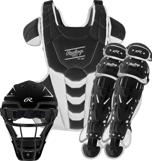 Rawlings | Velo Fastpitch Softball Catcher's Set | NOCSAE Certified | Youth Ages 12 & Under | Black/White