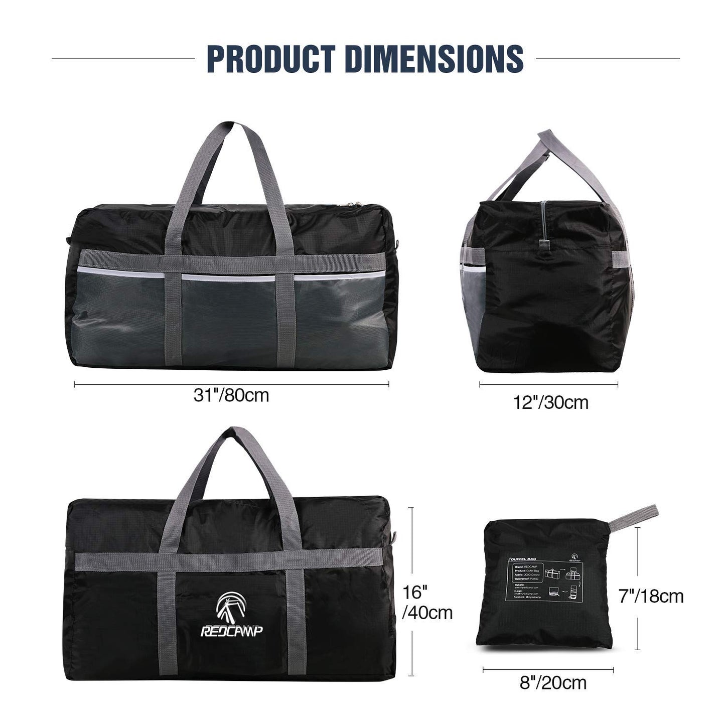 REDCAMP Extra Large Duffle Bag Lightweight, 96L Water Resistant Travel Duffle Bag Foldable for Men Women, Black