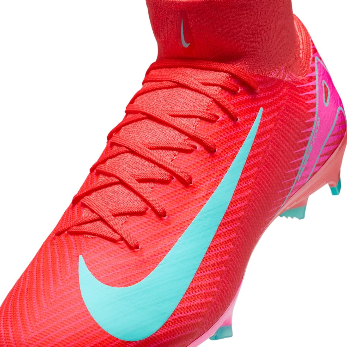 Nike Mercurial Superfly 10 Pro FG High-Top Soccer Cleats (HF9433-800, Ember Glow/Aurora Green) Size 8.5