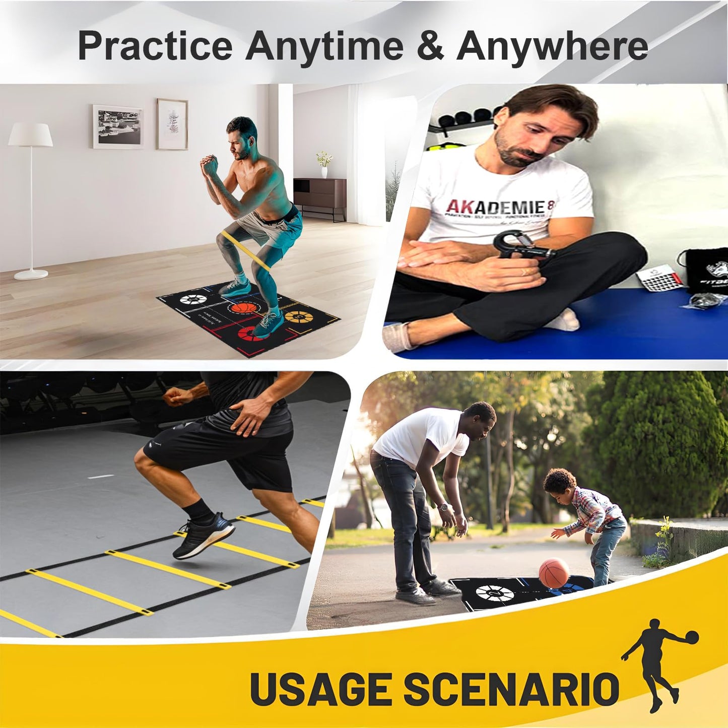 Basketball Training Equipment, Dribble Trainer, Footwork Training, Training Aids with Basketball Training Mat,Agility Ladder,Hand Grip Strengthener,Resistance Bands