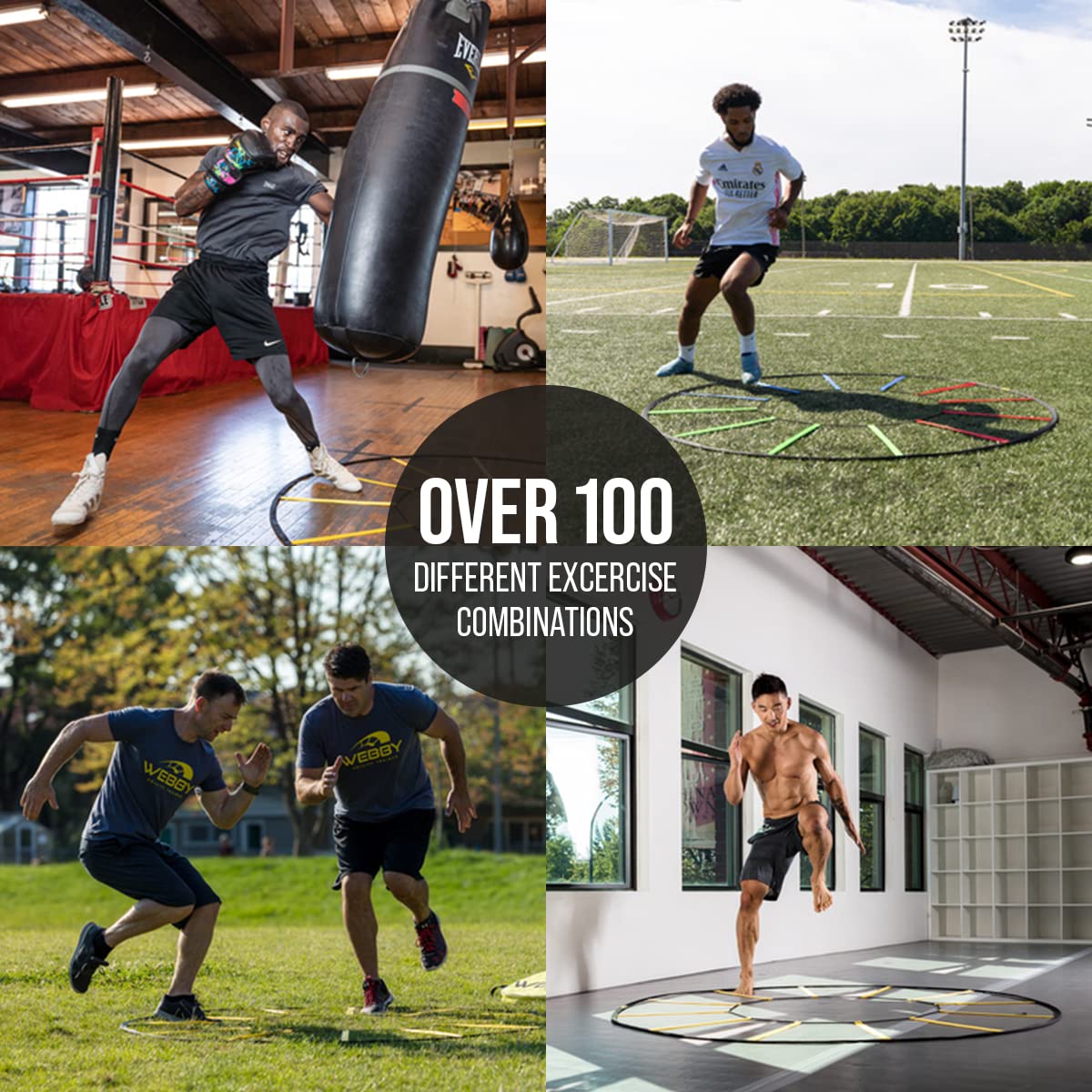 Webby Agility Trainer – Circle Speed and Agility Ladder for High Intensity Footwork Drills and Skills – A Circular Piece of Training Equipment That Changes The Way You Move