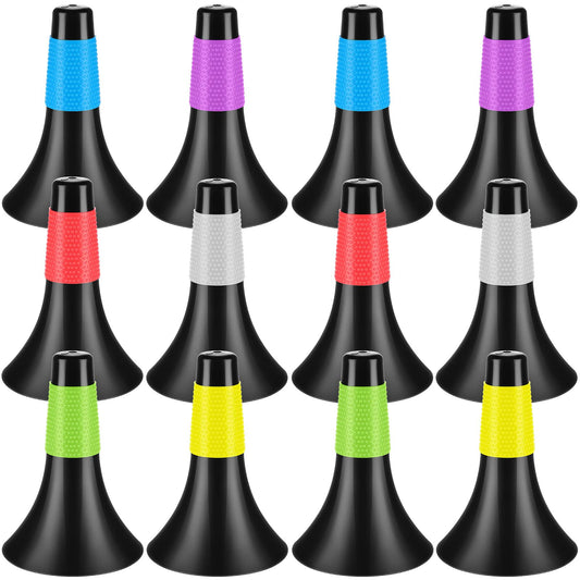 Tuanse 12 Pack Agility Training Sport Cones 9 Inch Flexible Marker Cones with Carry Bag Plastic Soccer Basketball Training Equipment for Indoor Outdoor Speed Grab Drills (Black)