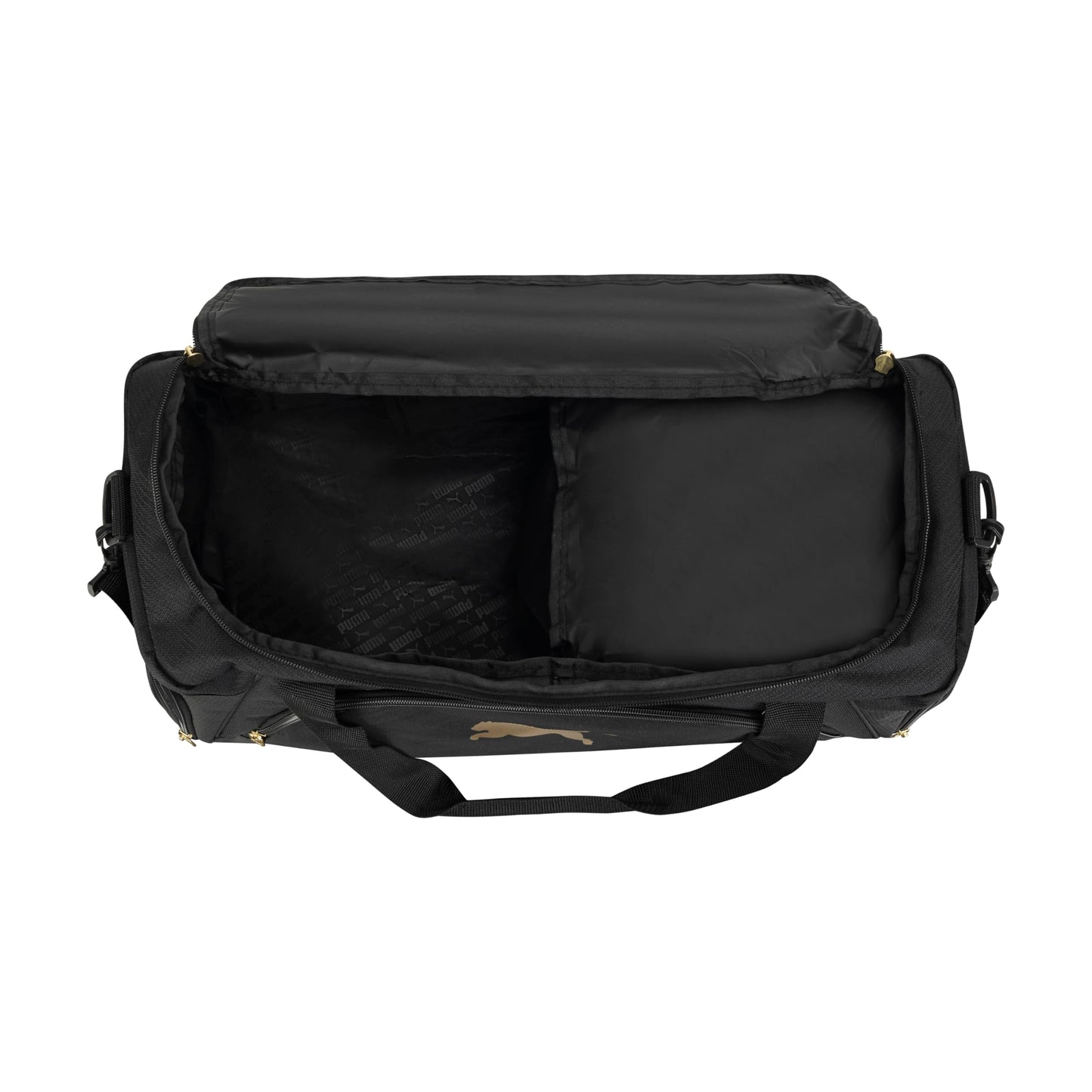 PUMA unisex adult Evercat Accelerator Duffel Bags, Black/Gold, One-Size US