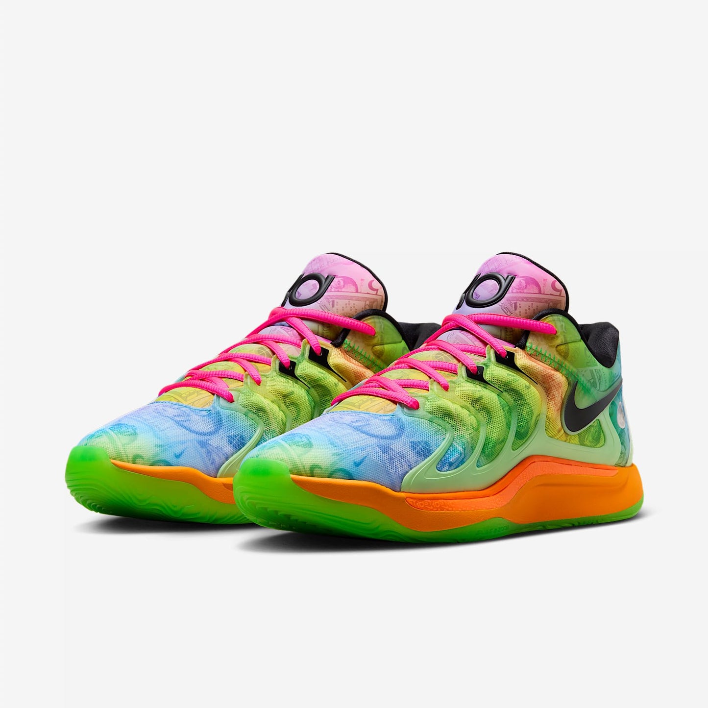 KD17 Basketball Shoes (HF1811-700, Barely Volt/Hyper Pink/Total Orange/Baltic Blue) Size 9