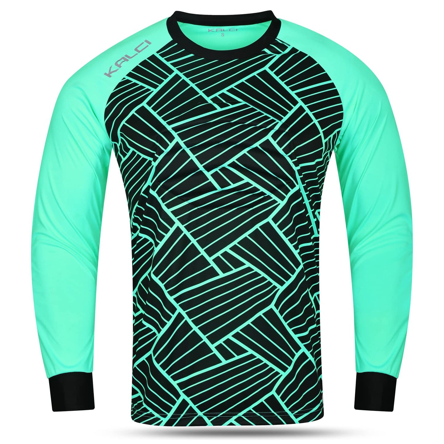 Kalci Hidden Chest Padding Soccer Goalie Jersey Youth & Adult Long Sleeve Elbow Padded Goalkeeper Shirt for Boys & Girls (Turquoise X-Small)
