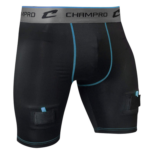 Champro Boys' Crease Compression Jock Shorts, Black, Medium