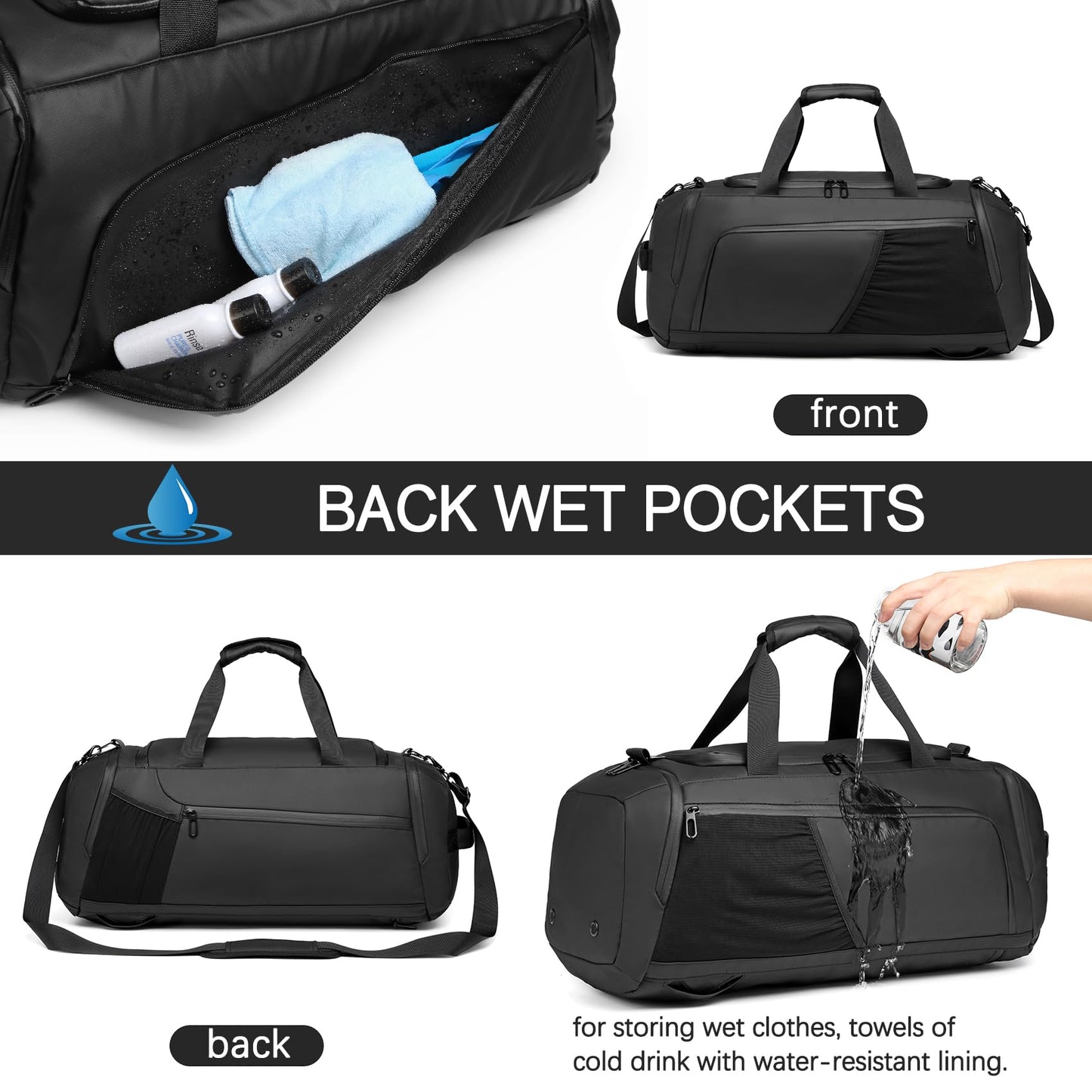 Gym Duffle Bag Waterproof Sports Duffel Bags Travel Weekender Bag for Men Women Overnight Bag with Shoes Compartment