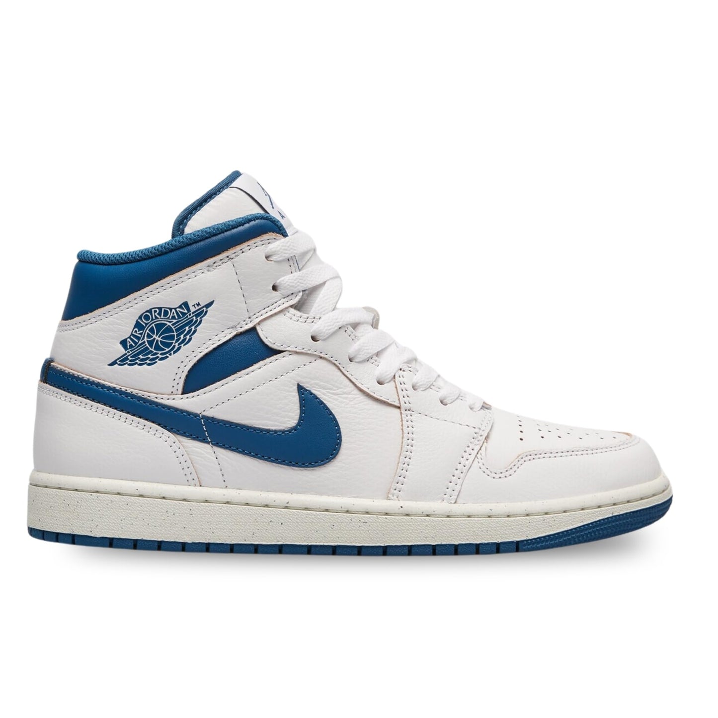 NIKE Men's Running Shoue AIR Jordan 1 MID SE, White Industrial Blue Sail, 10