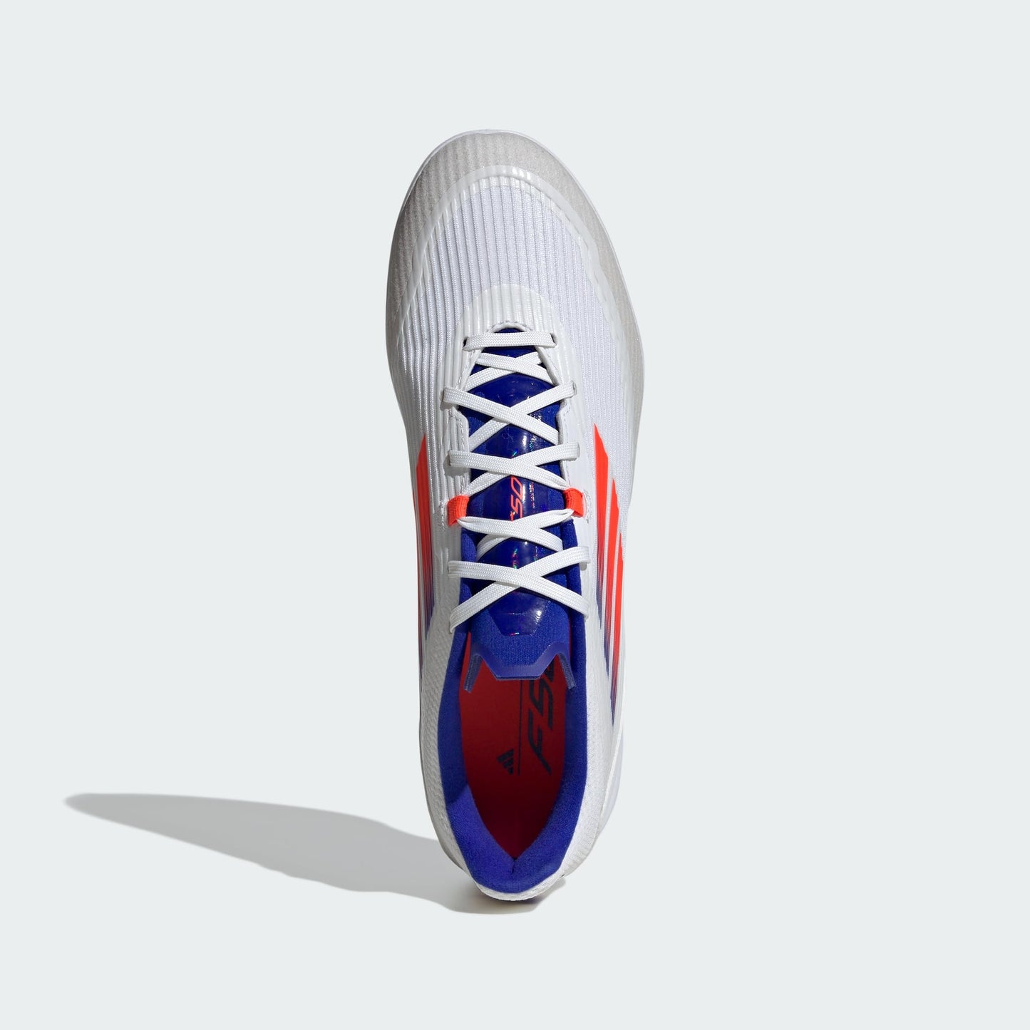 adidas Unisex F50 League Indoor Soccer Cleats Sneaker, White/Solar Red/Lucid Blue, 8 US Men