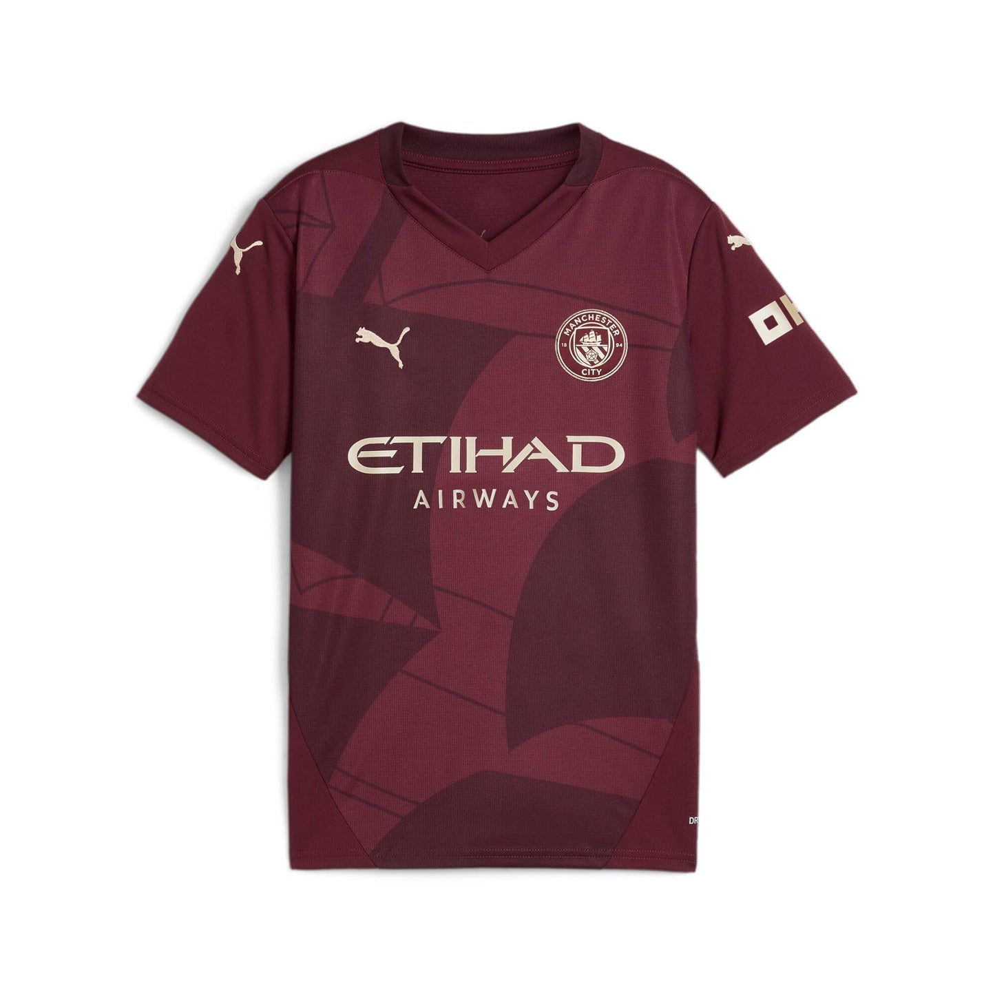 Manchester City FC Kids 2024/25 Third Soccer Jersey - Burgundy - Size: S