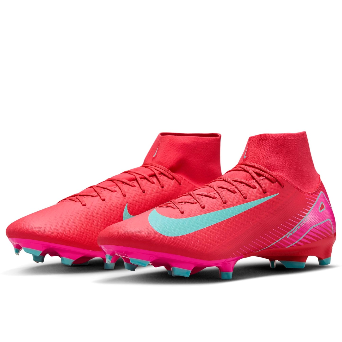 Nike Mercurial Superfly 10 Academy MG High-Top Soccer Cleats (FQ1456-800, Ember Glow/Aurora Green) Size 9.5