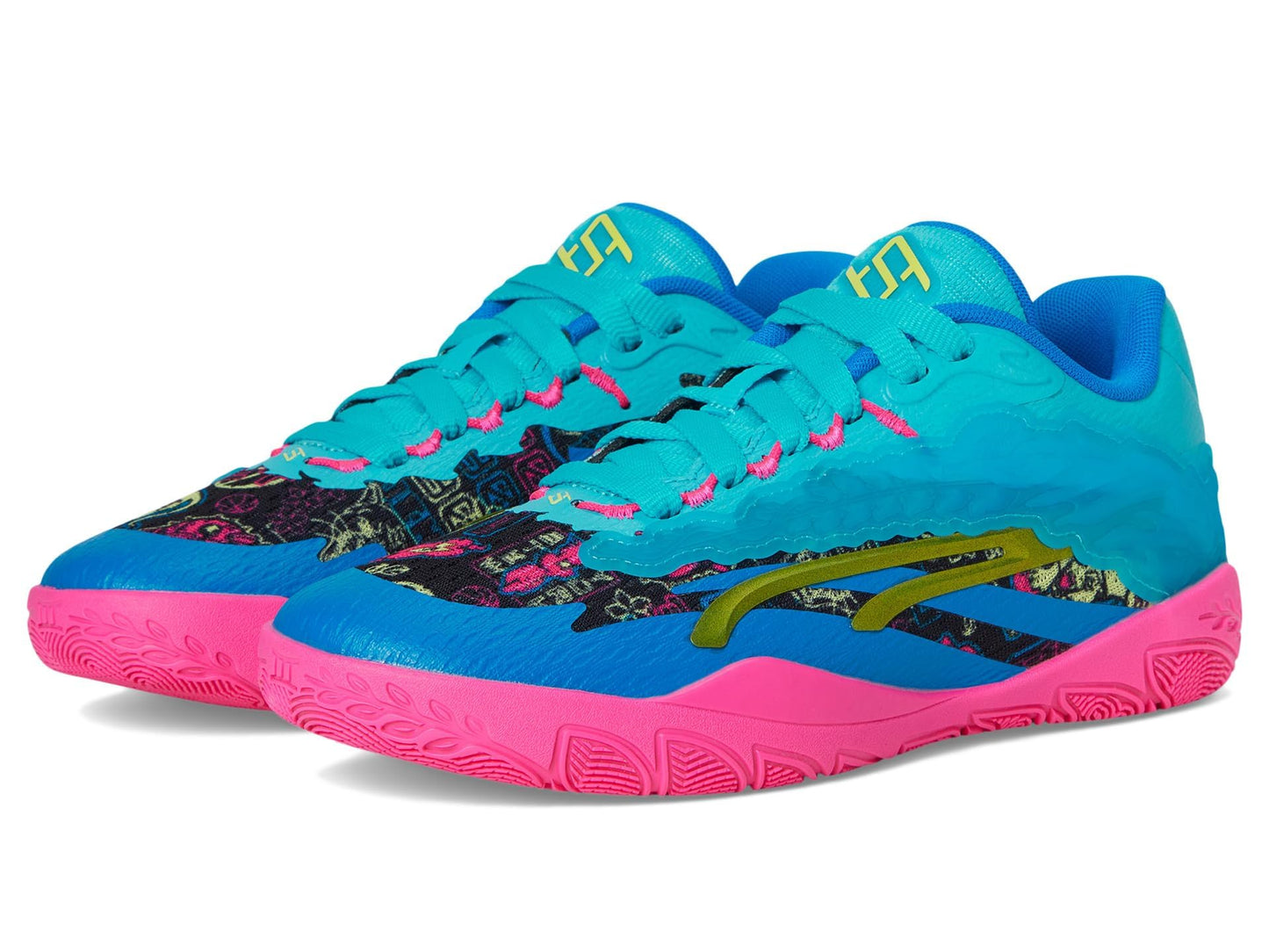 PUMA Women's Stewie 3 Basketball Shoes Sneaker, Bright Aqua/Fluro Pink PES Black, 9