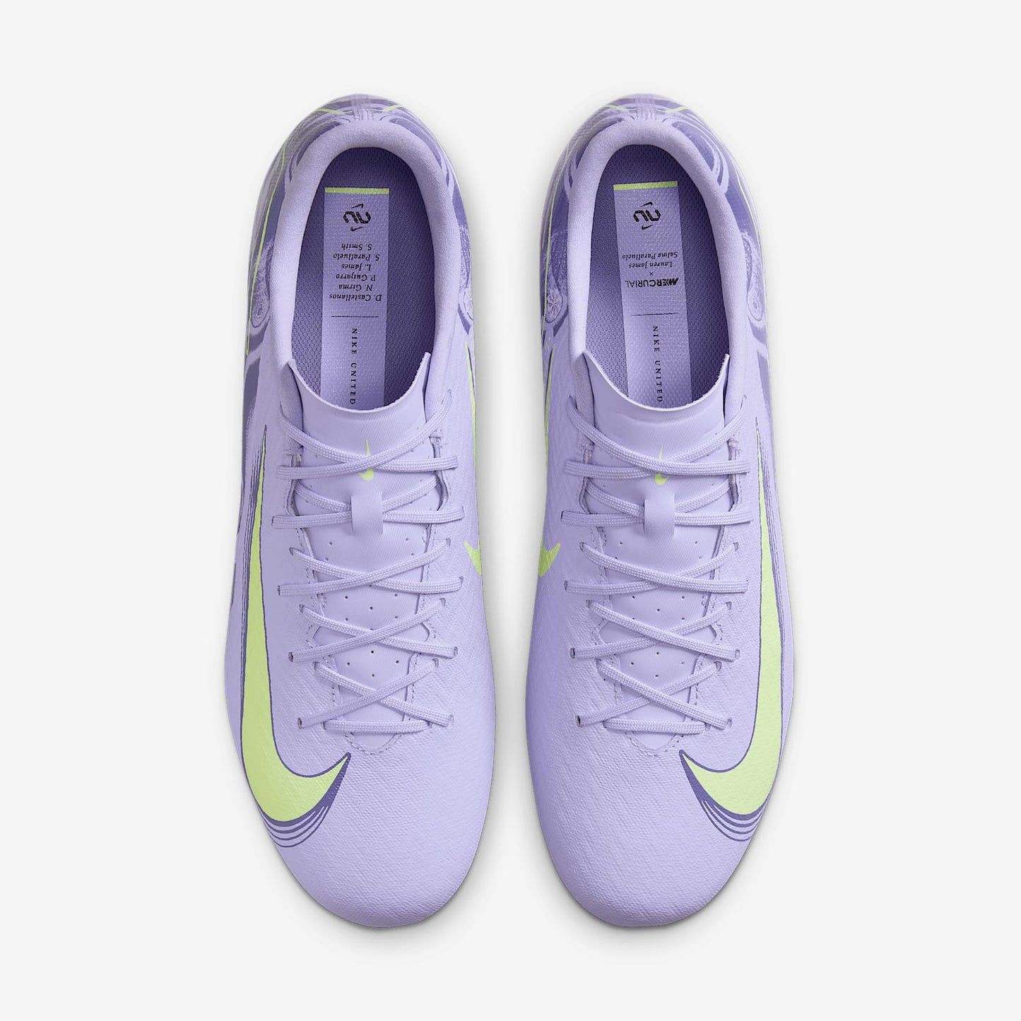 Nike United Mercurial Vapor 16 Academy MG Low-Top Soccer Cleats (HF1604-500, Purple Agate/Barely Volt) Size 7.5