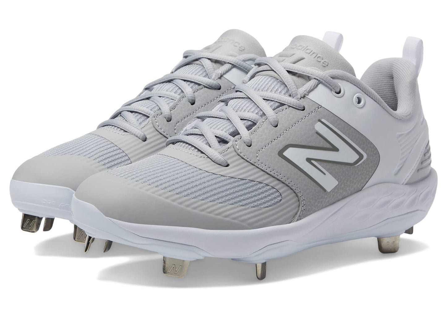 New Balance Women's Fresh Foam Velo V3 Softball Shoe, Grey/White, 8