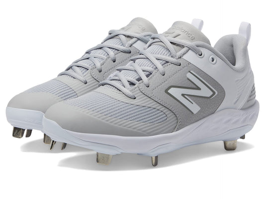 New Balance Women's Fresh Foam Velo V3 Softball Shoe, Grey/White, 8