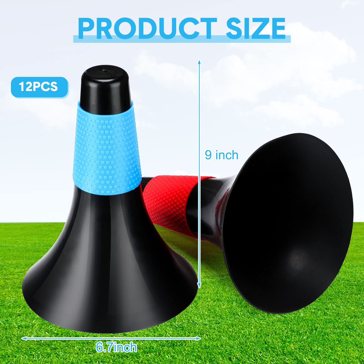 Tuanse 12 Pack Agility Training Sport Cones 9 Inch Flexible Marker Cones with Carry Bag Plastic Soccer Basketball Training Equipment for Indoor Outdoor Speed Grab Drills (Black)