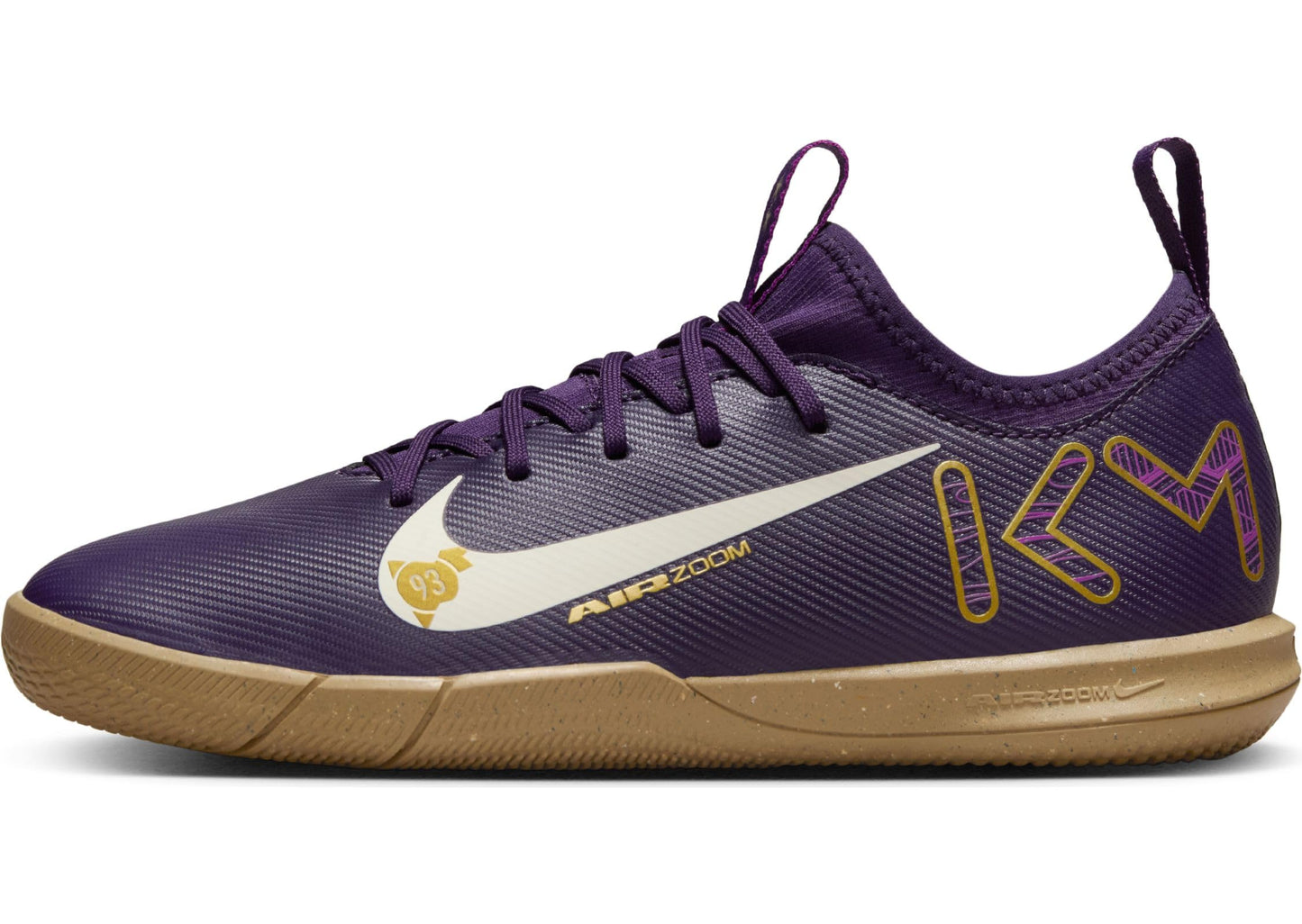 Nike Jr. Mercurial Vapor 16 Academy Kylian Mbappe Big Kids' IC Low-Top Soccer Shoes (FQ8414-500, Grand Purple/Pale Ivory) Size 3.5