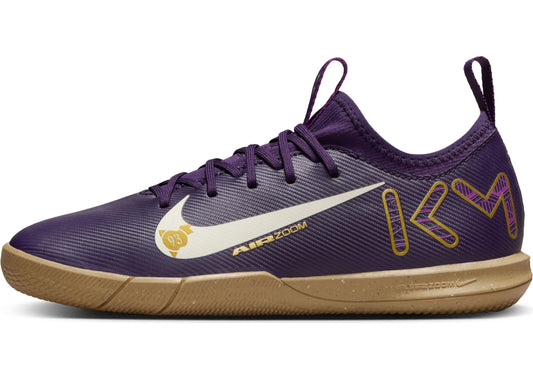 Nike Jr. Mercurial Vapor 16 Academy Kylian Mbappe Big Kids' IC Low-Top Soccer Shoes (FQ8414-500, Grand Purple/Pale Ivory) Size 3.5