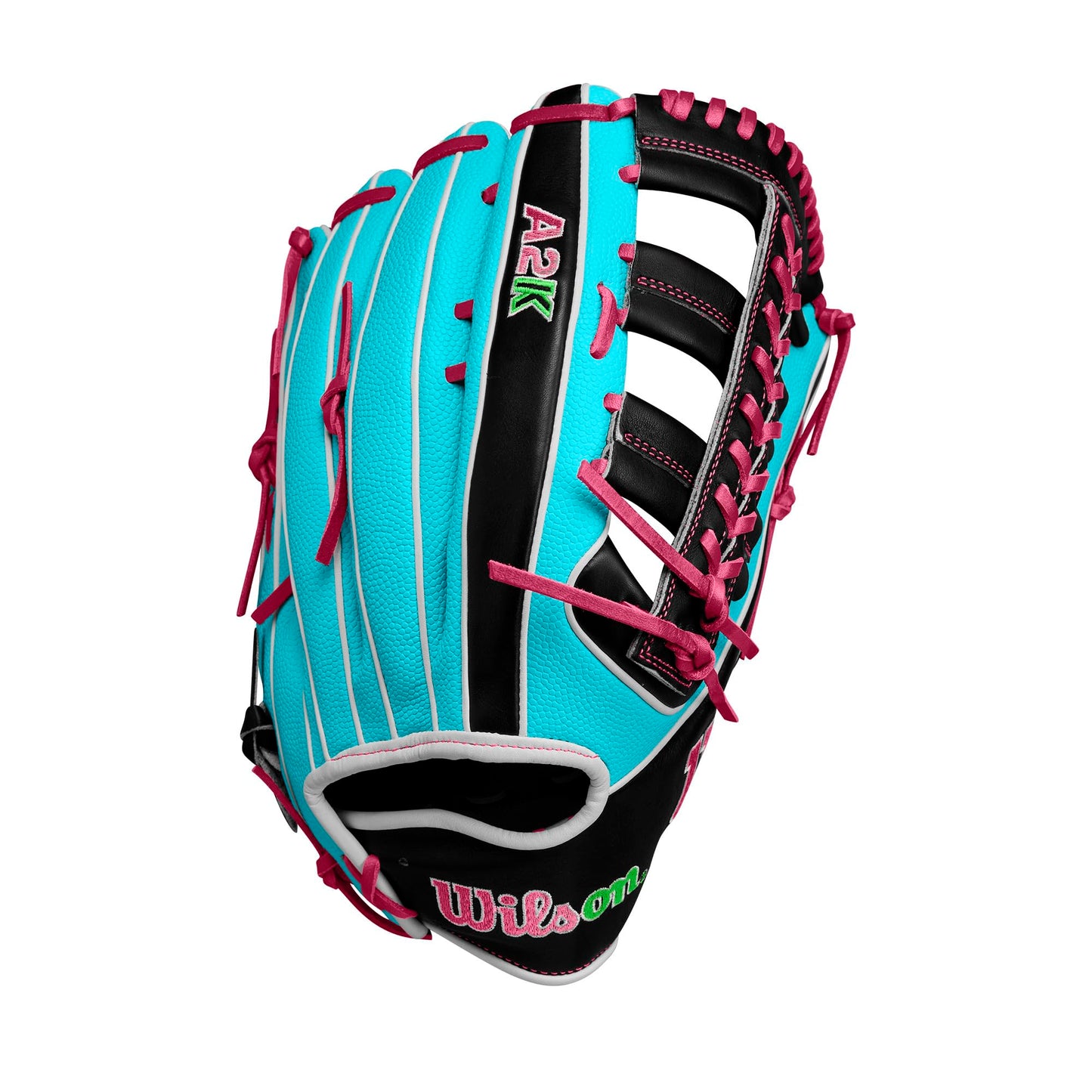 Wilson Winter 2024 A2K 1810SS 12.75" Outfield Baseball Glove - Seafoam/Black/Flamingo, Right Hand Throw