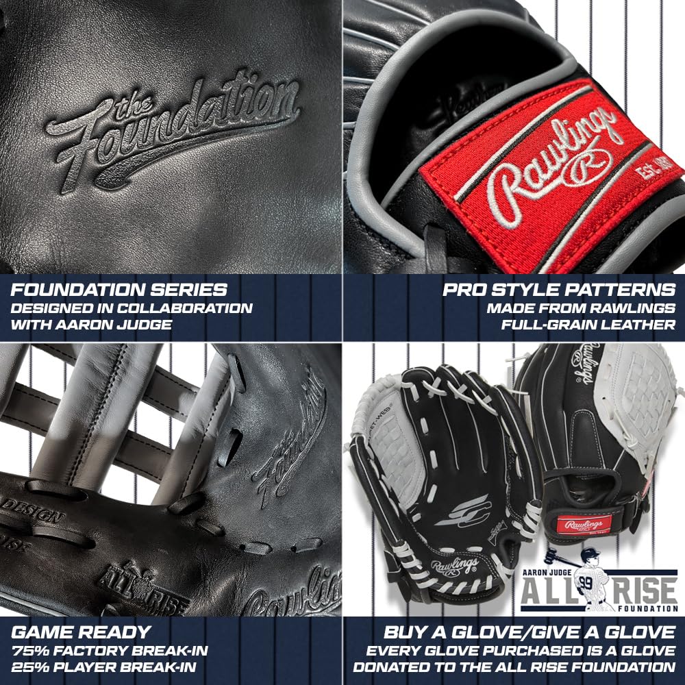 Rawlings | FOUNDATION Baseball Glove | Right Hand Throw | 11.5" - Pro I-Web | Black/Grey