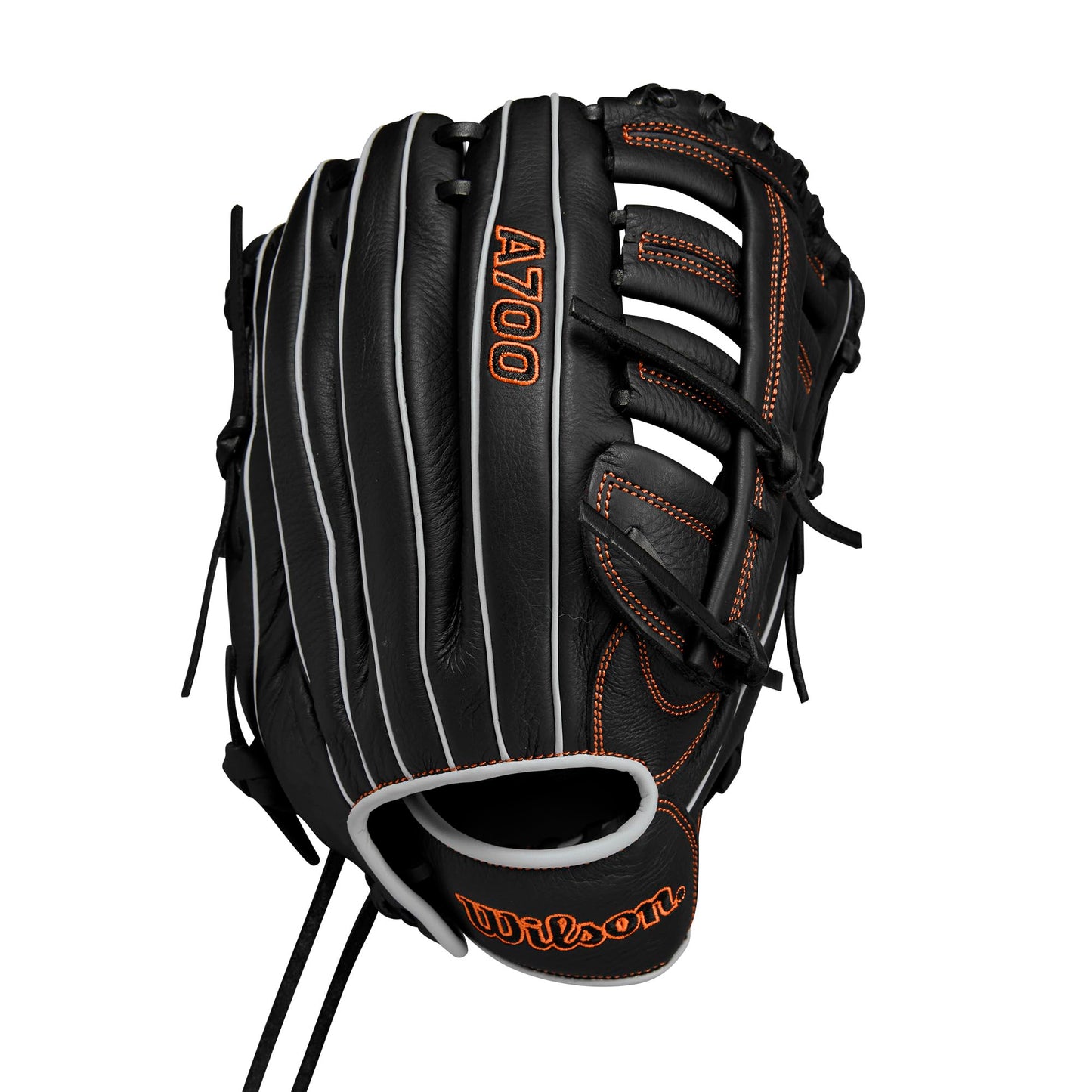 Wilson 2024 A700 12.5" Outfield Baseball Glove - Black/Silver/Orange, Right Hand Throw