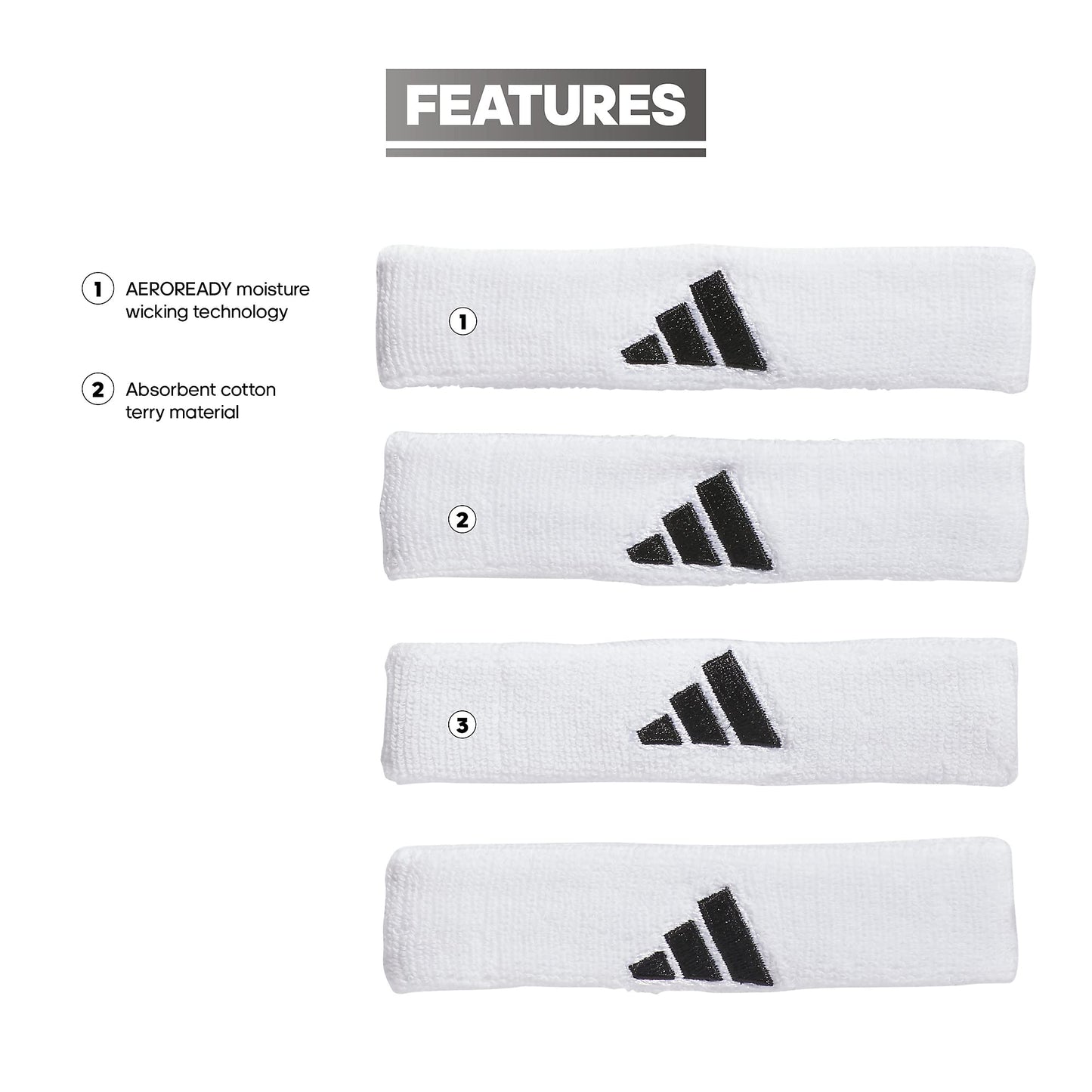 adidas Interval 3/4-inch Bicep Band, White/Black/2, One Size