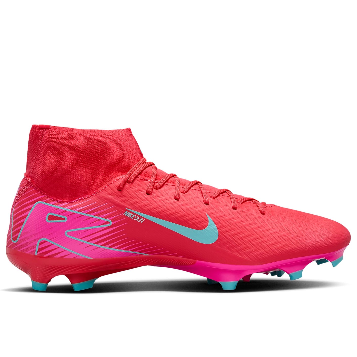 Nike Mercurial Superfly 10 Academy MG High-Top Soccer Cleats (FQ1456-800, Ember Glow/Aurora Green) Size 9.5