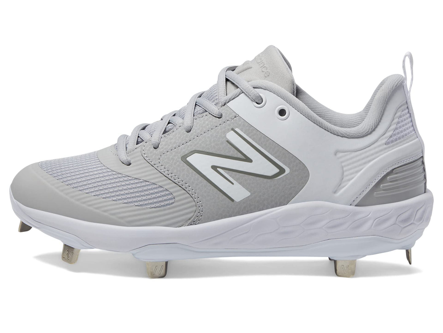 New Balance Women's Fresh Foam Velo V3 Softball Shoe, Grey/White, 8