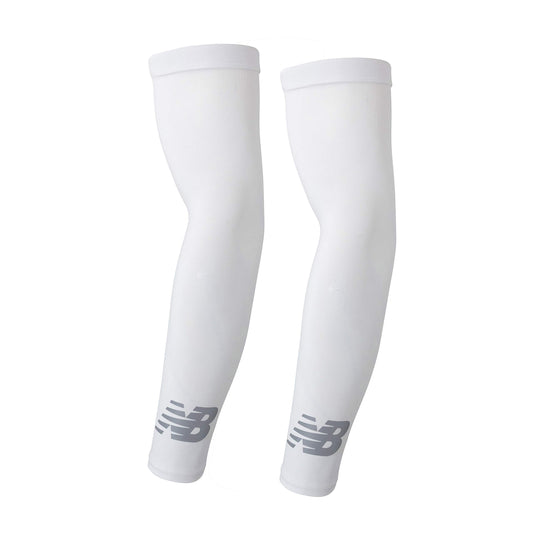New Balance Unisex Outdoor Sports Compression Arm Sleeves, Arm Warmer, White, Large/X-Large(1 Pair)