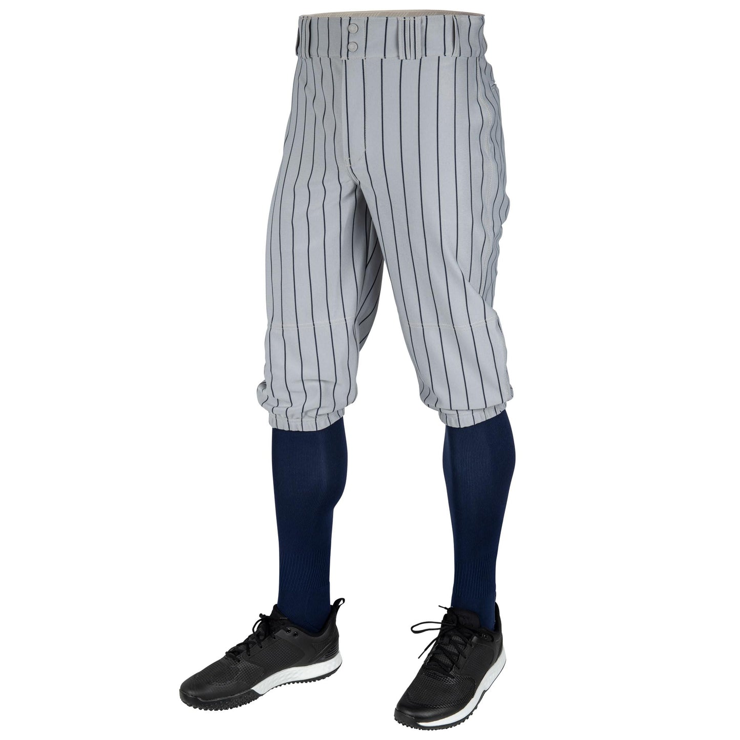 CHAMPRO Triple Crown 2.0 Baseball Knickers with Pinstripes, Gray, Navy