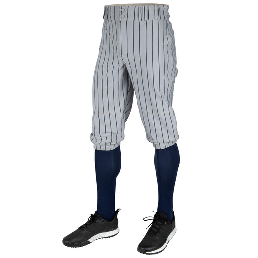CHAMPRO Triple Crown 2.0 Baseball Knickers with Pinstripes, Gray, Navy