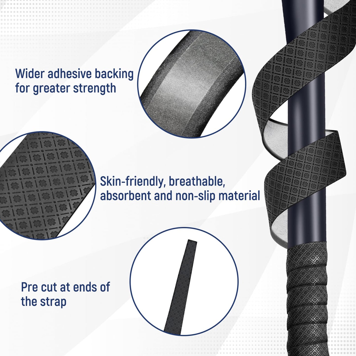 JAYA Bat Grip Tape Anti-Slip 1.2mm, Full Adhesive-Back Baseball Softball Cricket Batting Tape, Professional Feel Bat Wrap Tape for Handles, Set of 2