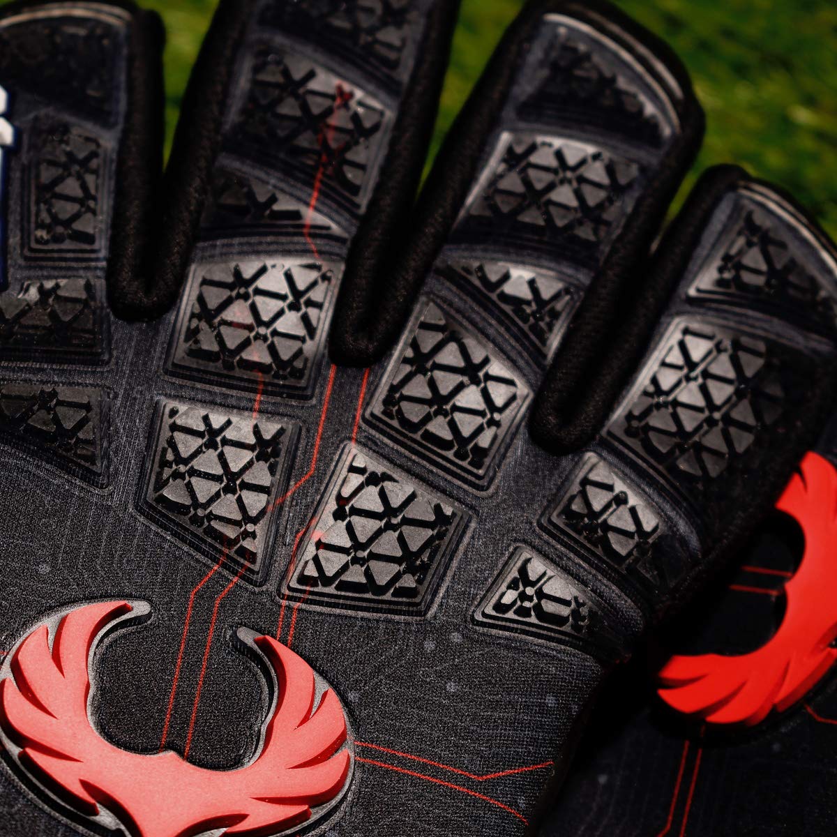 Renegade GK Limited Edition Rogue Quantum Goalie Gloves with Pro-Tek Fingersaves | 4mm Giga Grip & Neoprene | Black & Red Soccer Goalkeeper Gloves (Size 8, Youth-Adult, Negative Cut, Level 4+)