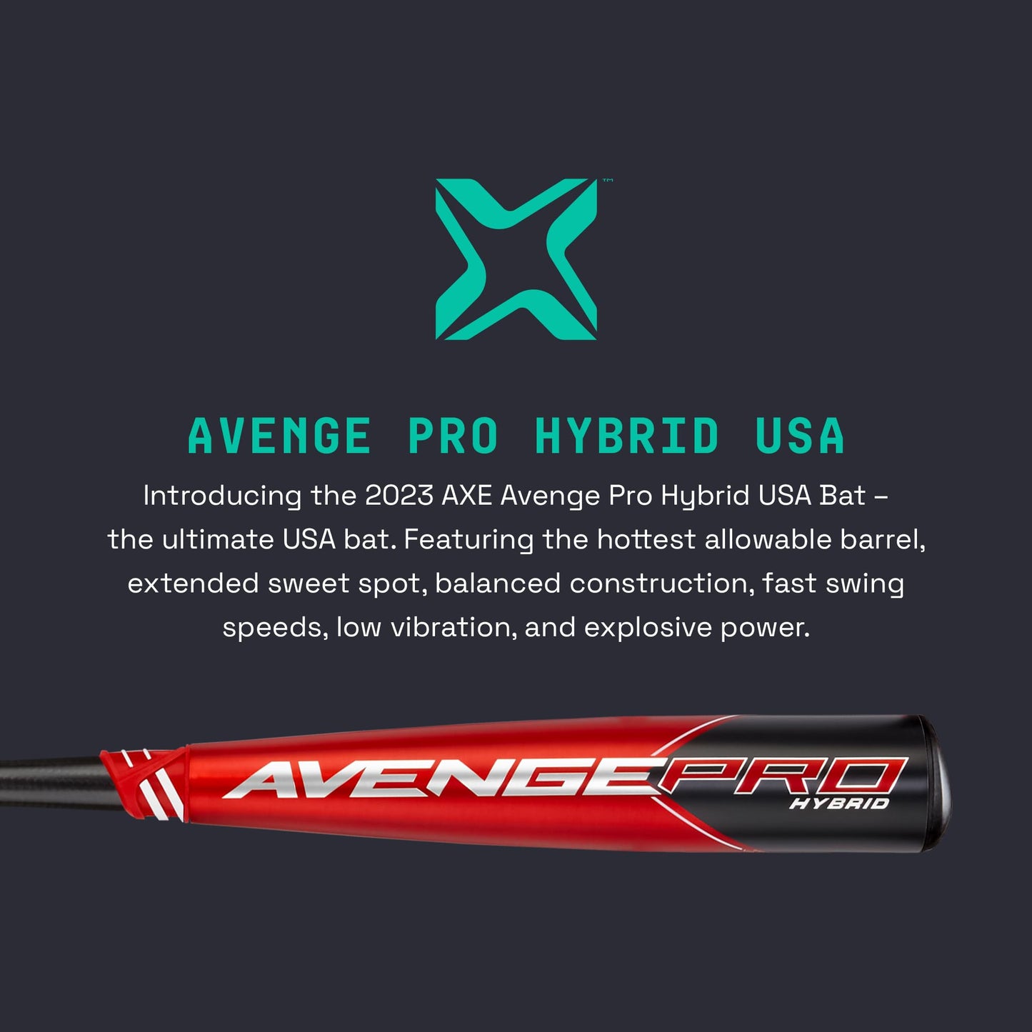 Axe Bat 2023 Avenge Pro Hybrid (-10, 2-5/8") USA Baseball Bat, 3-Piece Hybrid, Red/Black (28" / 18 oz.)