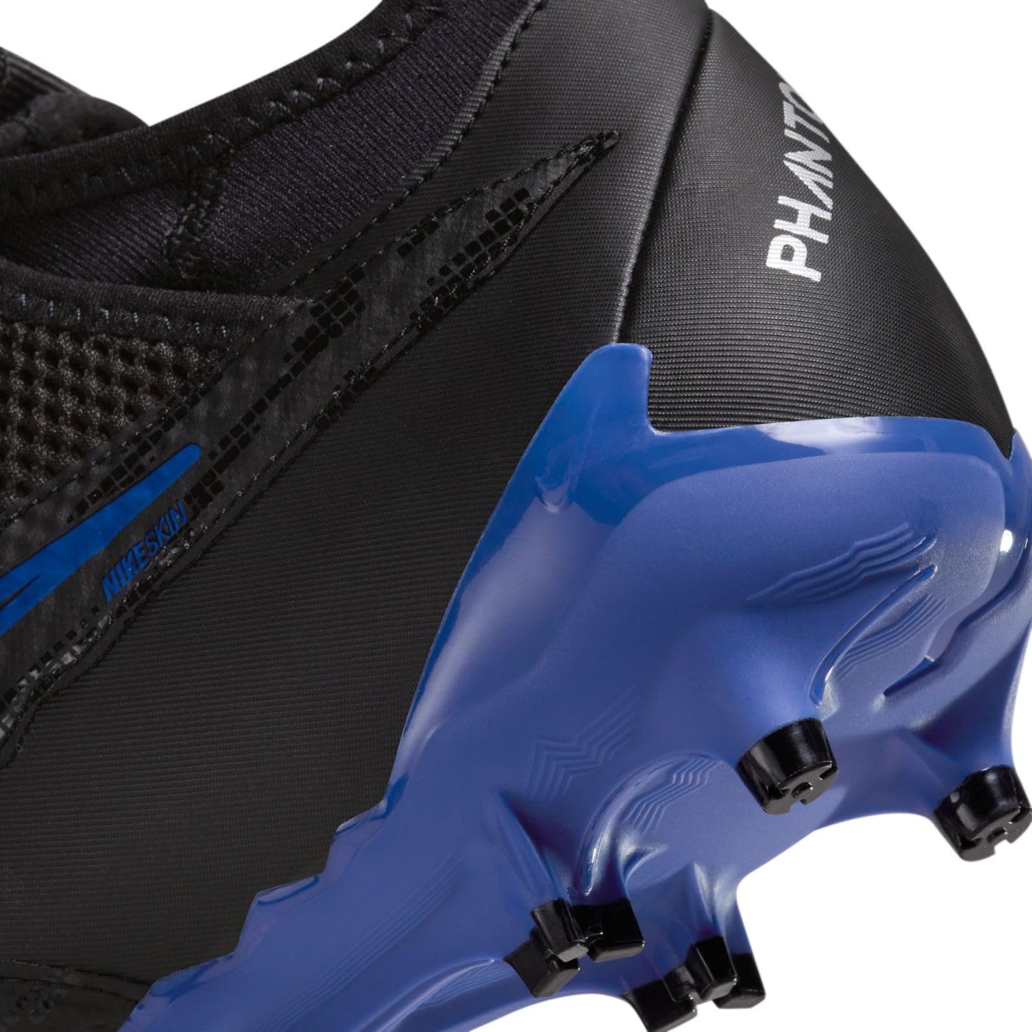 Nike Phantom GX Academy Multi-Ground High-Top Soccer Cleats (DD9472-040, Black/Hyper Royal/Chrome) Size 6.5