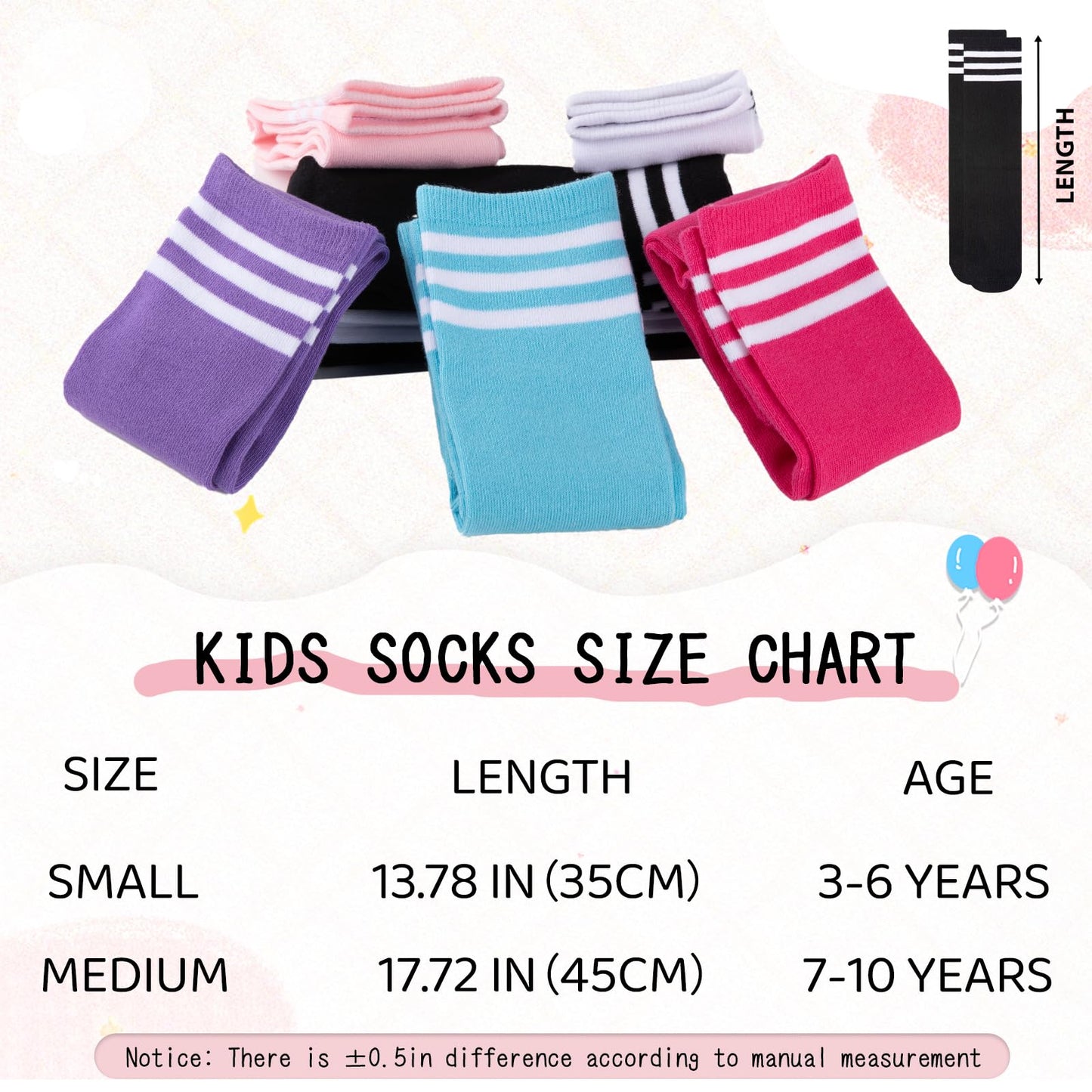 Comfoex Kids Soccer Socks 4 Pairs Girls Baseball Football Sports Tall Socks With Cotton Stripes Girls Knee High Socks