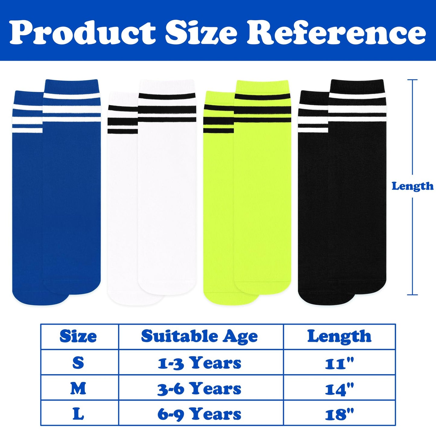 Sarfel Toddler Soccer Socks 2T-3T Kids Baseball Socks Boys Soccer Sock Toddler 3T Boys Baseball Sock 4 Pack